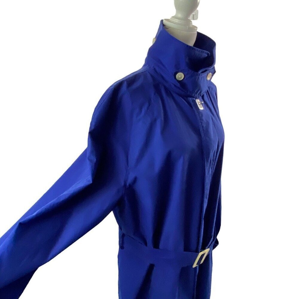 LAUREN RALPH LAUREN Women Midi Trench Coat Size M Blue Length High Neck Rainwear - Picture 5 of 16